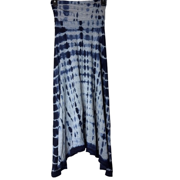 Cynthia Rowley Womens S Blue Tie Dye Tube Top Dress Foldover Skirt Bohemian Y2K - Picture 2 of 6